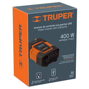 INVERSOR DE CORRIENTE PORTATIL 400W C/PUERTO USB TRUPER