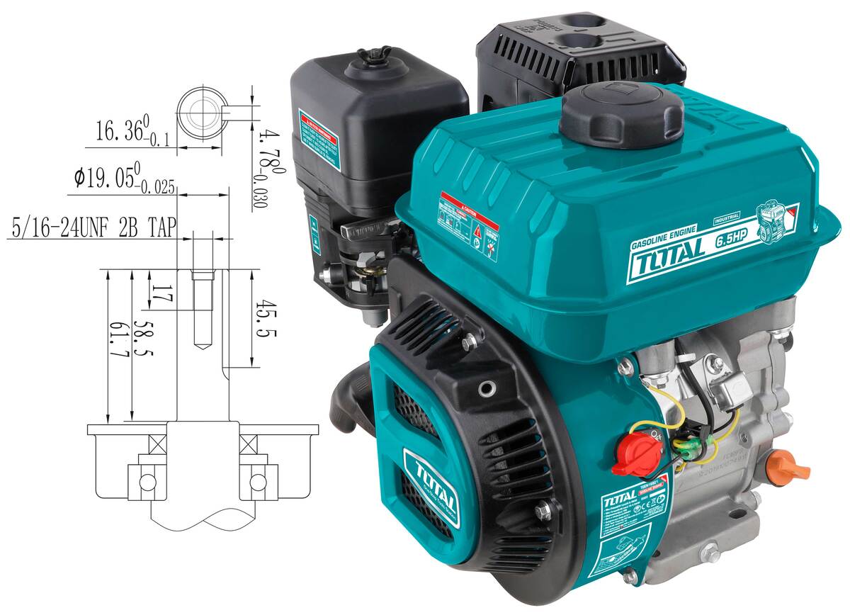 MOTOR A GASOLINA DE 6.5 HP TOTAL