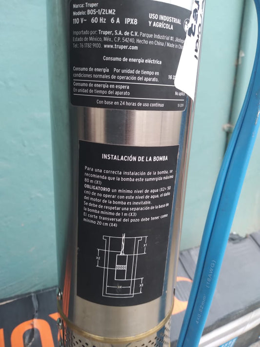 BOMBA SUMERGIBLE TRUPER DE 1/2 HP