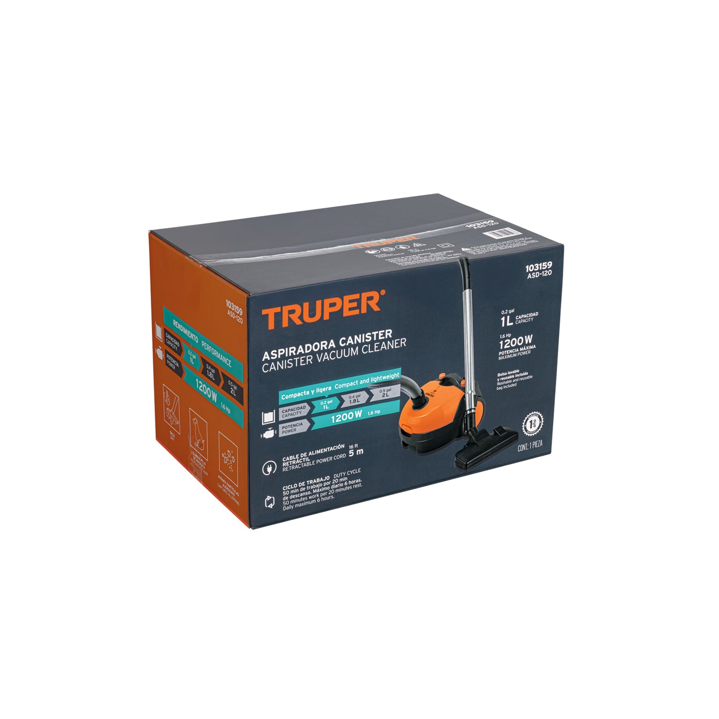 ASPIRADORA CANISTER TRUPER 0.2-GLN 1.6HP ASD-120