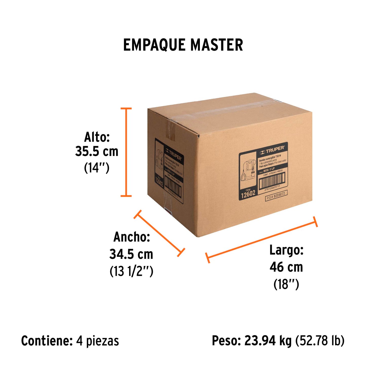BOMBA PARA AGUA LIMPIA 1-HP SUMERGIBLE TRUPER
