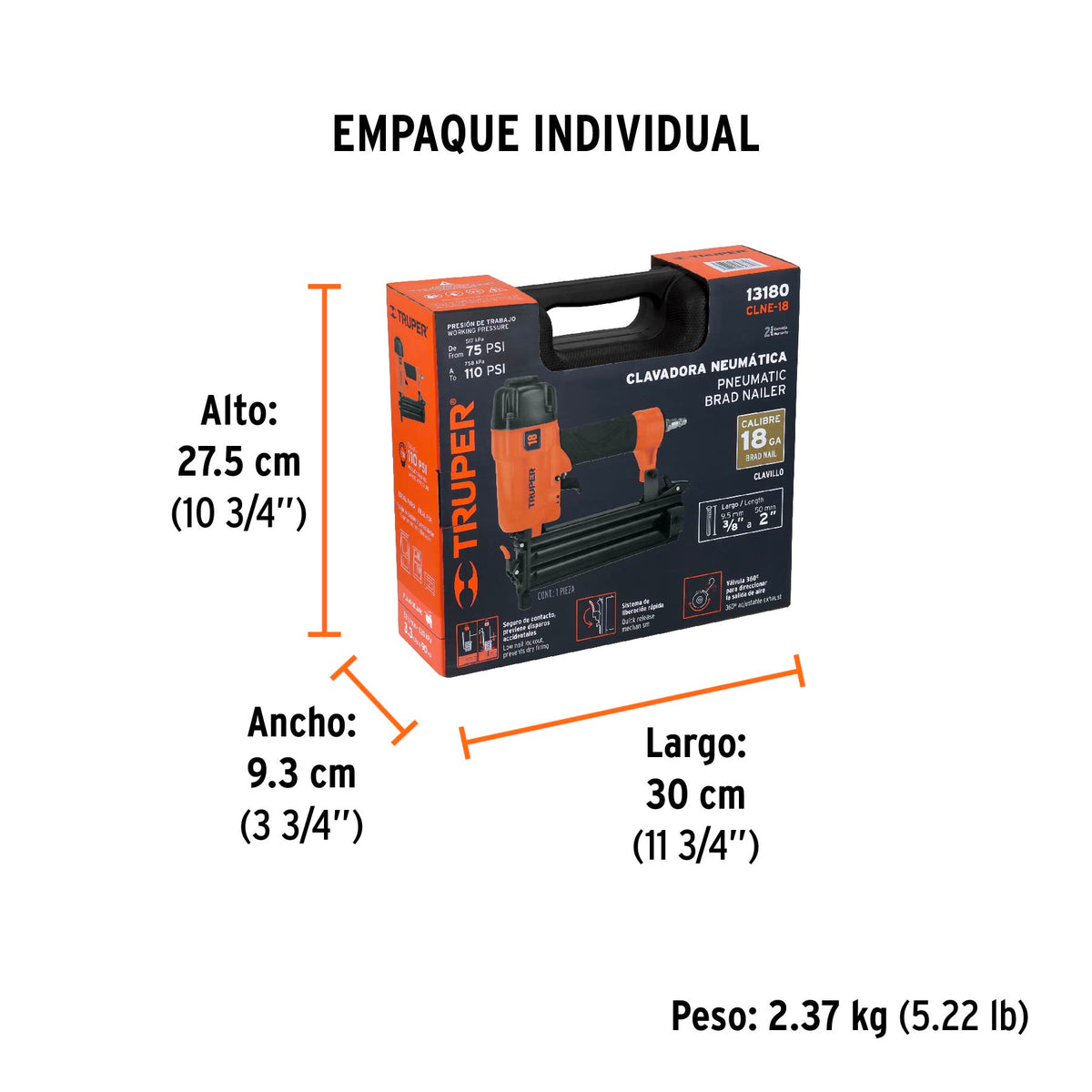 MAQUINA PARA CLAVAR NEUMATICO CAL.18 TRUPER CLNE-18