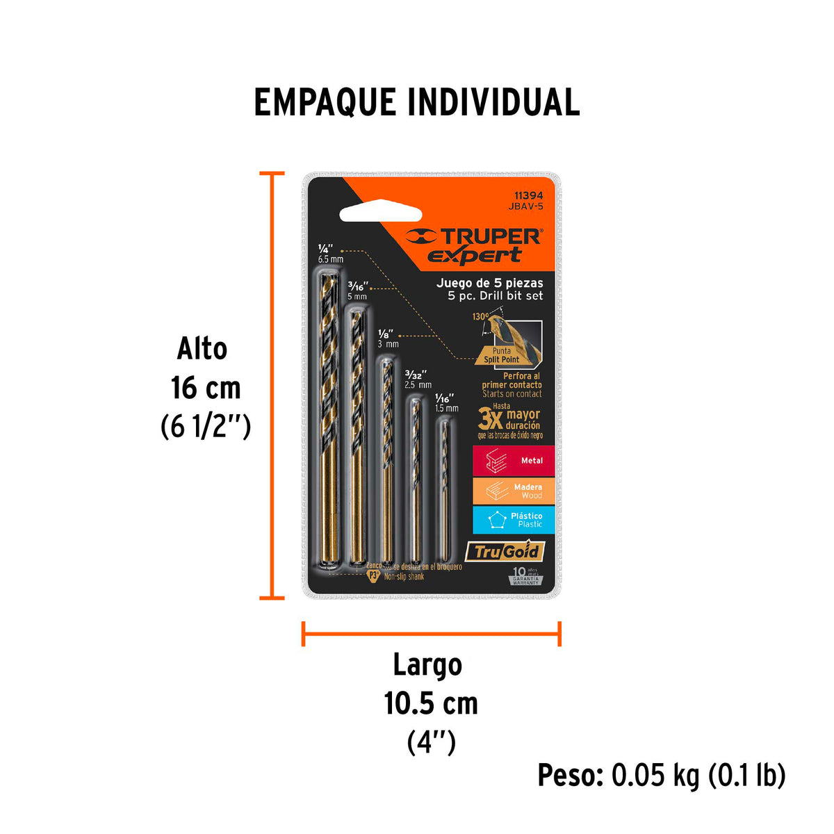 BROCAS TRUPER 5-PCS JBAV-5 MIXTO HIE/MAD