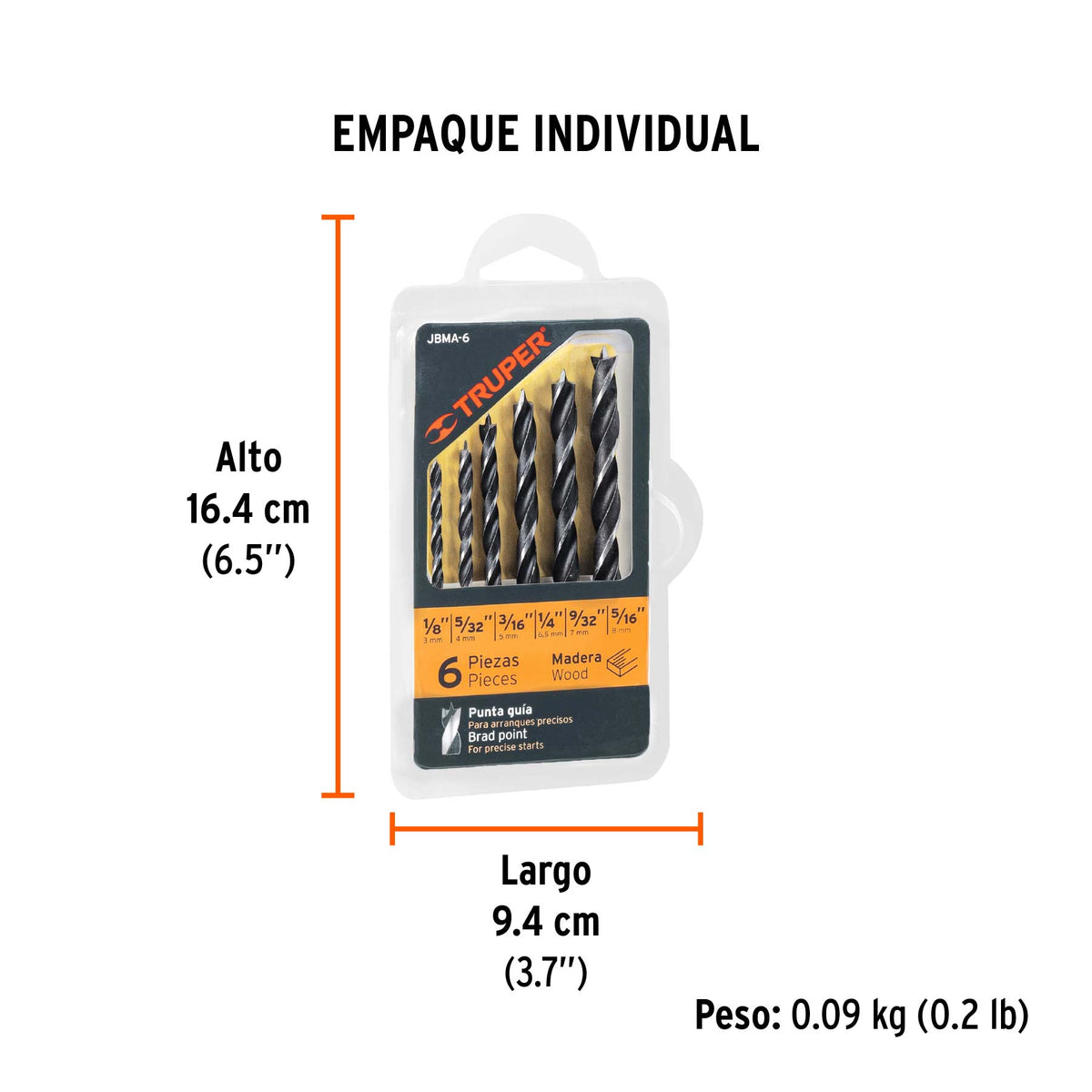 BROCAS TRUPER 6-PCS JBMA-6 MADERA