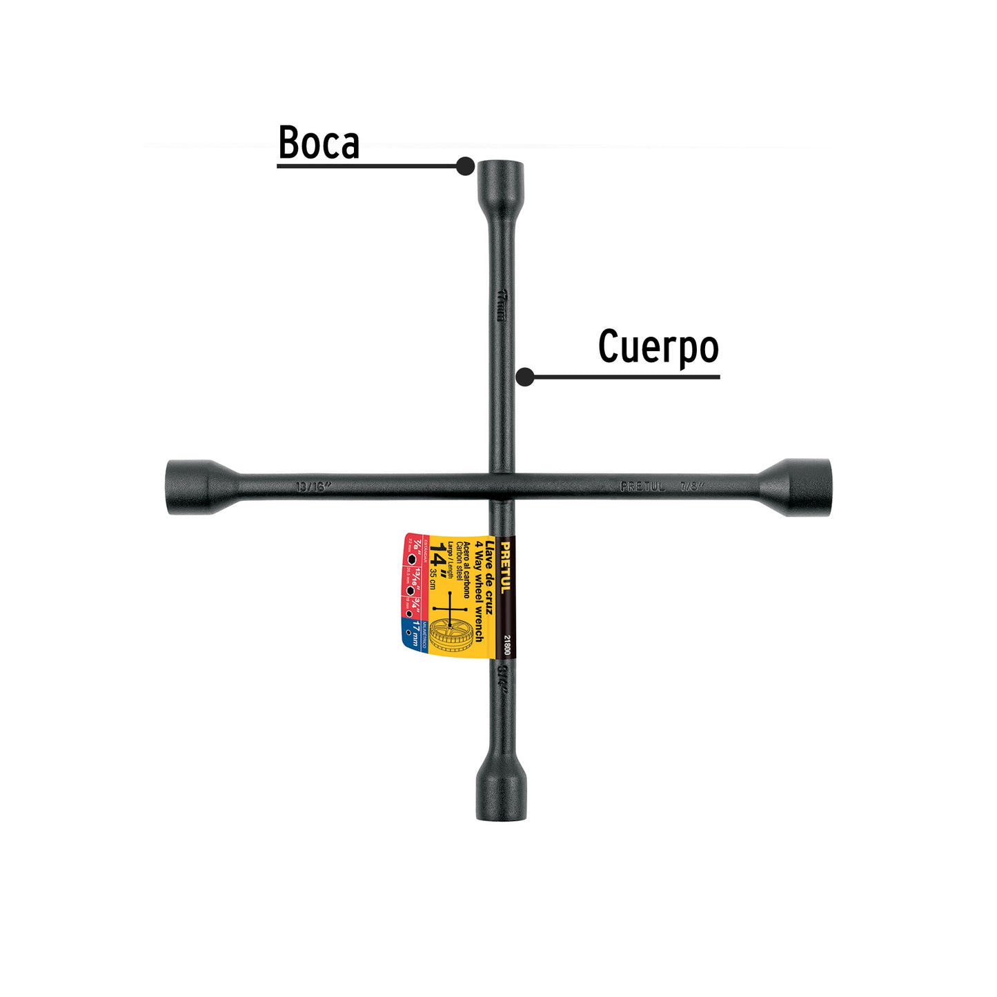 LLAVE RUEDA CRUZ PRETUL 3/4X13/16X7/8X17MM