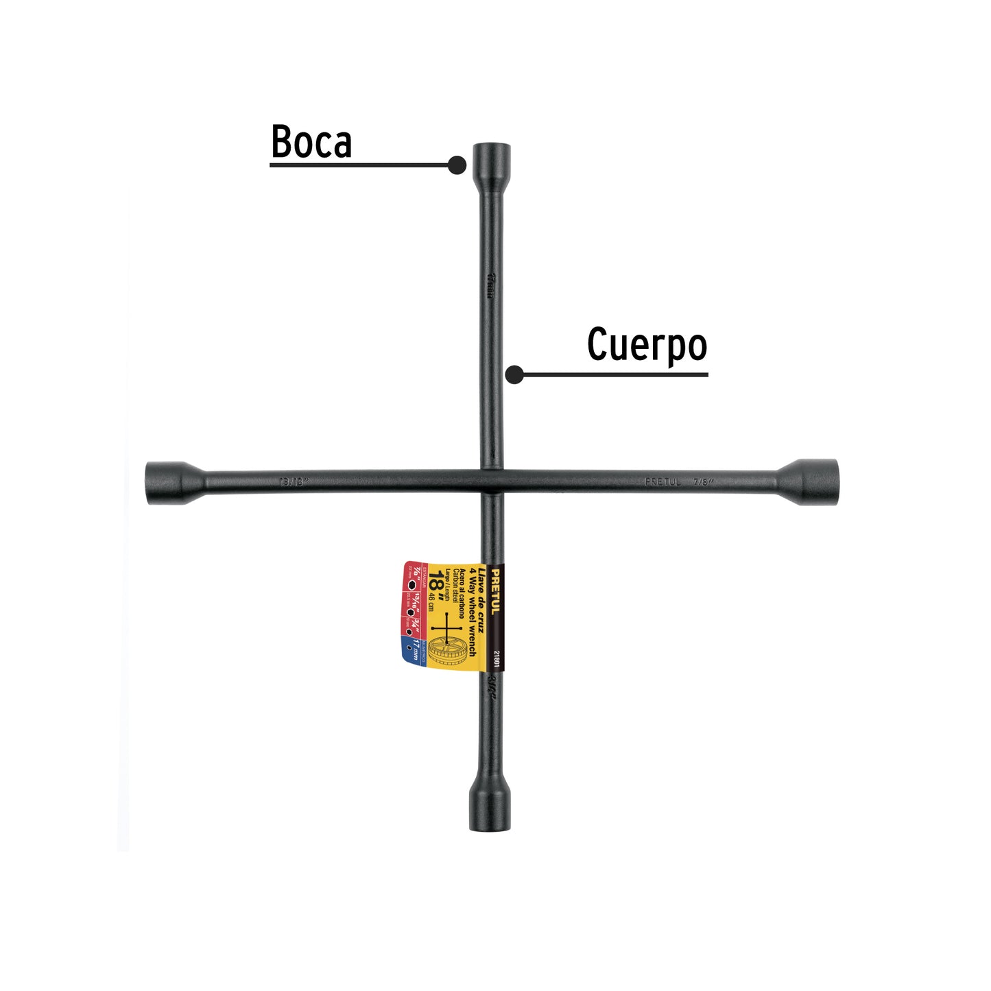 LLAVE RUEDA CRUZ PRETUL 3/4X13/16X7/8X17MM