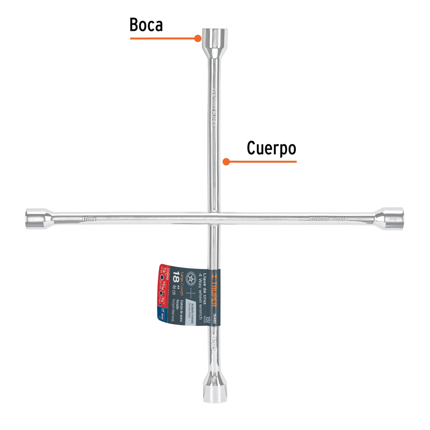 LLAVE RUEDA CRUZ TRUPER 3/4X13/16X7/8X17MM