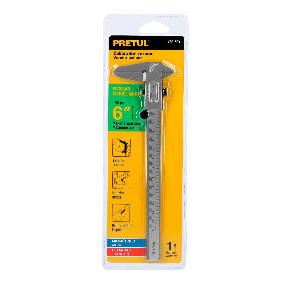 CALIBRADOR PIE DE REY 6"/152MM VER-6PX PRETUL