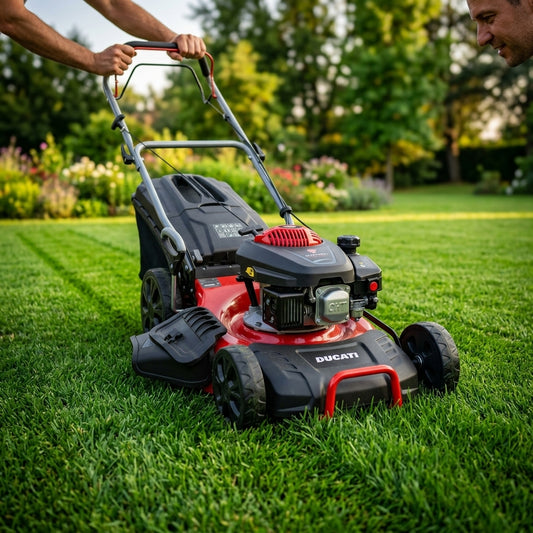 Self-propelled gasoline lawn mower — Estilo de Vida - Producto en Uso | Generated by Modelize