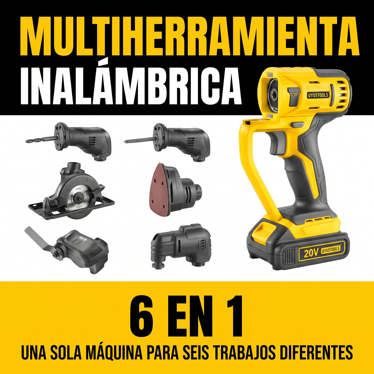 #62 TALADRO Y MULTIHERRAMIENTA INALAMBRICA 6 EN 1 DE 20V