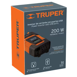 INVERSOR DE CORRIENTE PORTATIL 200W C/PUERTO USB TRUPER