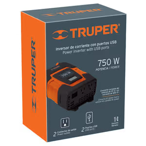 INVERSOR DE CORRIENTE PORTATIL DE 750W C/PUERTO USB TRUPER