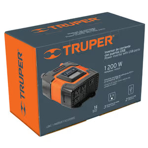 INVERSOR DE CORRIENTE PORTATIL DE 1200W C/PUERTO USB TRUPER