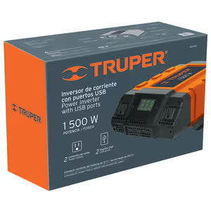 INVERSOR DE CORRIENTE PORTATIL DE 1500W C/PUERTO USB TRUPER