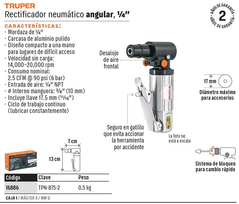 PULIDORA NEUMAT 1/4 TRUPER TPN-875