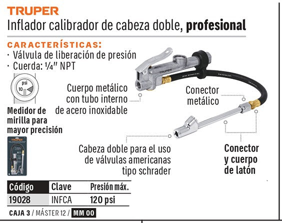 BOQUILLA PARA AIRE CON CALIBRADOR INFCA TRUPER