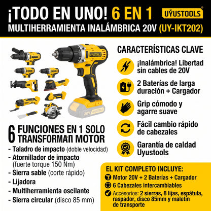 #62 TALADRO Y MULTIHERRAMIENTA INALAMBRICA 6 EN 1 DE 20V