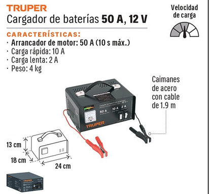 CARGADOR DE BATERIA TRUPER DE 50A 12V