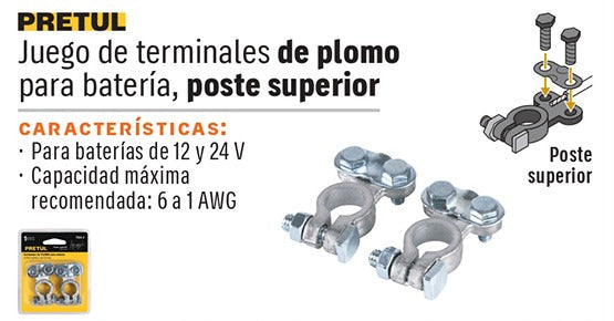 TERMINAL BATERIA PLOMO PRETUL 2PCS
