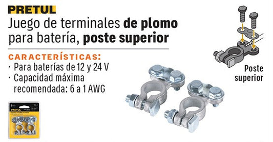 TERMINAL BATERIA PLOMO PRETUL 2PCS