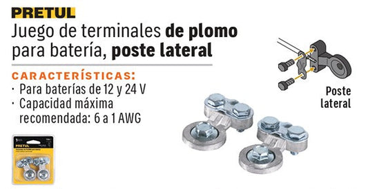TERMINAL BATERIA PARA POSTE LATER DE PLOMO PRETUL 2PCS