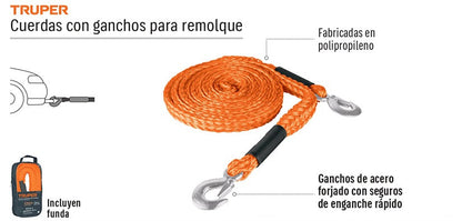 LAZO REMOLQUE CARRO 4.5M CON GANCHO TRUPER