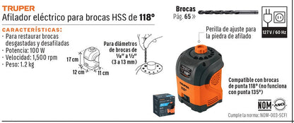 AFILADOR PARA BROCAS HSS TRUPER