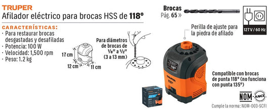 AFILADOR PARA BROCAS HSS TRUPER