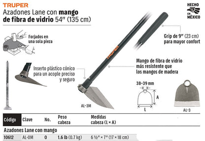 AZADON C/MANGO FIBRA VIDRIO 1.6LBS
