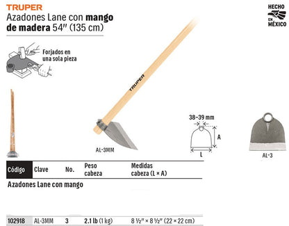 AZADON CON MANGO MADERA 2.1LBS AL-3MM TRUPER