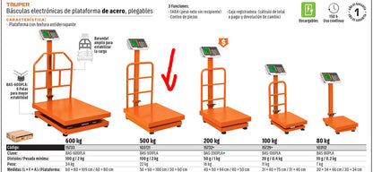 BALANZA PLEGABLE DE PLATAFORMA 500KG BAS-501PLA TRUPER