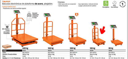 BALANZA PLEGABLE DE PLATAFORMA 100KG BAS-100PLA