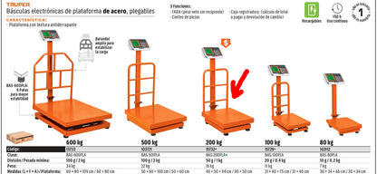 BALANZA PLEGABLE DE PLATAFORMA 200KG BAS-200PLA