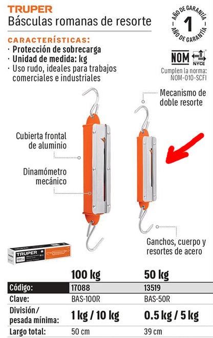 BALANZA ROMANA DE RESORTE 50KG BAS-50R TRUPER