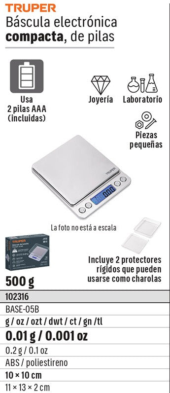 BALANZA DIGITAL DE BOLSILLO 500G TRUPER