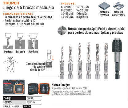BROCA MACHUELO PARA HIERRO 6PCS TRUPER
