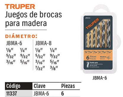 BROCAS TRUPER 6-PCS JBMA-6 MADERA