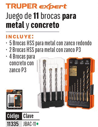 BROCAS TRUPER 11-PCS JBAC-11 MIXT-HIE/CONCRETO