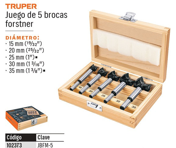 BROCA PARA MADERA FORSTNER TRUPER 5PCS