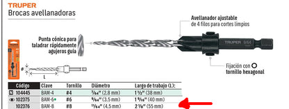 BROCA PARA MADERA AVELLANADORAS #8 TRUPER