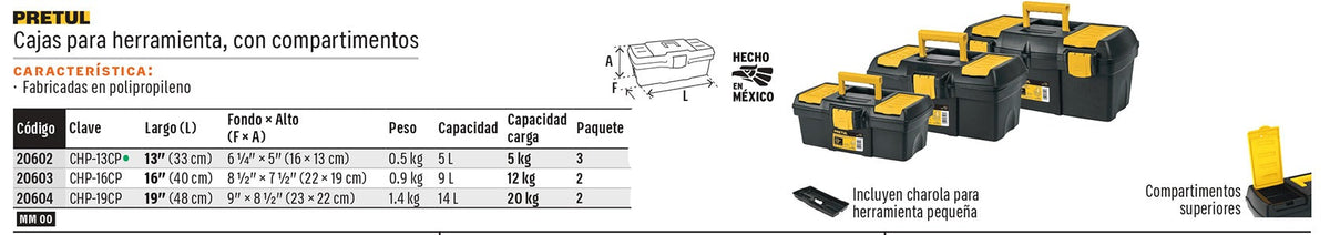 CAJA PARA HERRAMIENTA PRETUL NEGRO/ AMARILLO