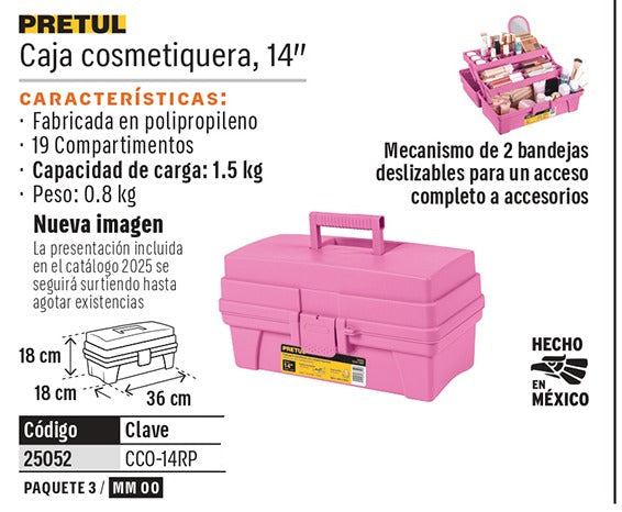 CAJA PRETUL COSMETIQUERA 14 CCO-14RP ROSA/MORADA