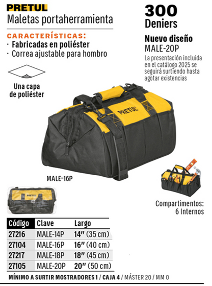 MALETIN DE LONA PRETUL PARA HERRAMIENTAS
