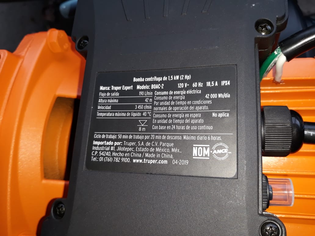 BOMBA DE AGUA TRUPER DE 2 HP