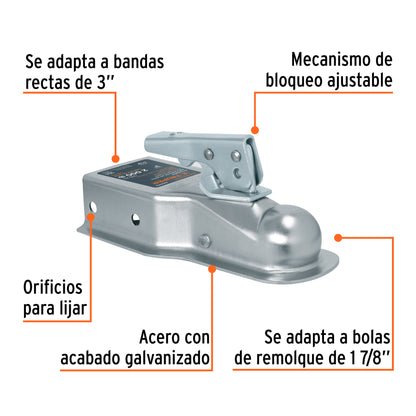 ACOPLE PARA REMOLQUE FIERO 1-7/8" 2000LBS CAPACIDAD TRUPER