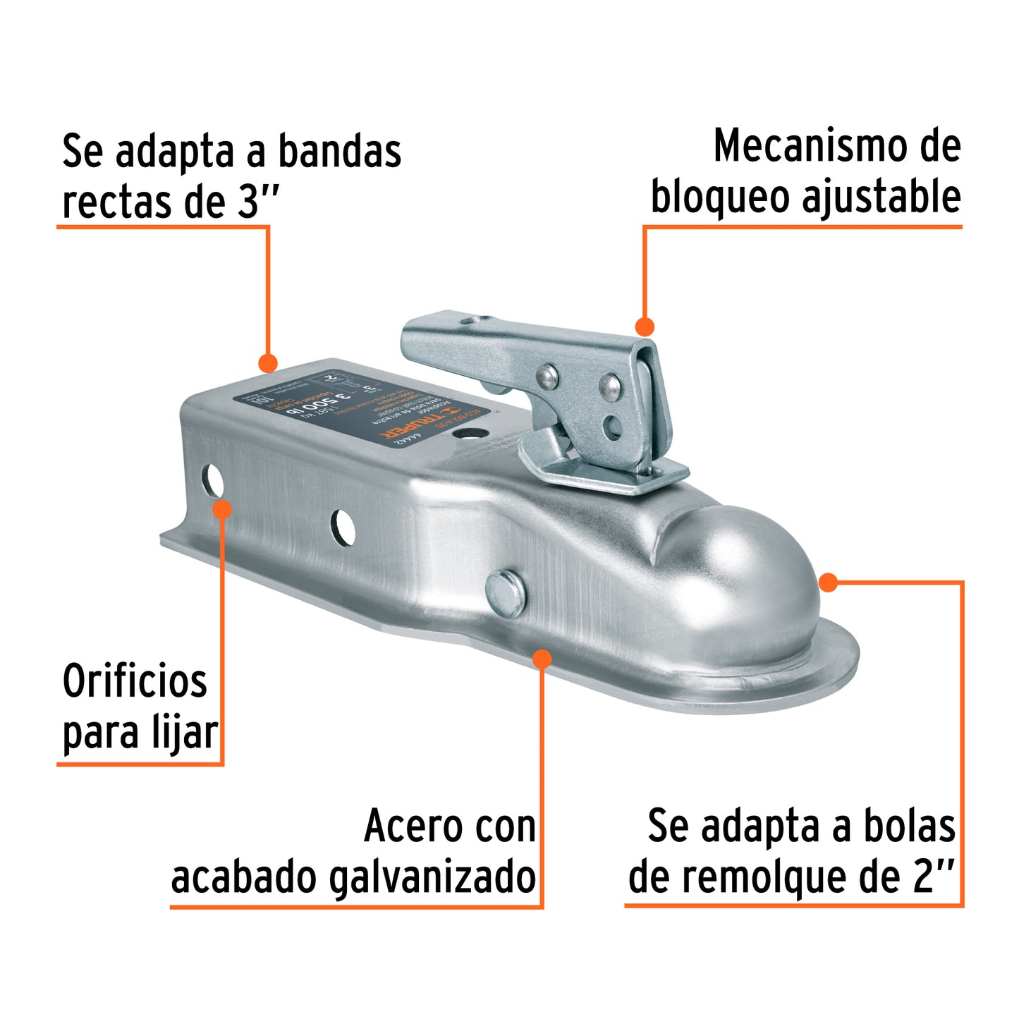 ACOPLE PARA REMOLQUE FIERO 2" 3500LBS CAPACIDAD