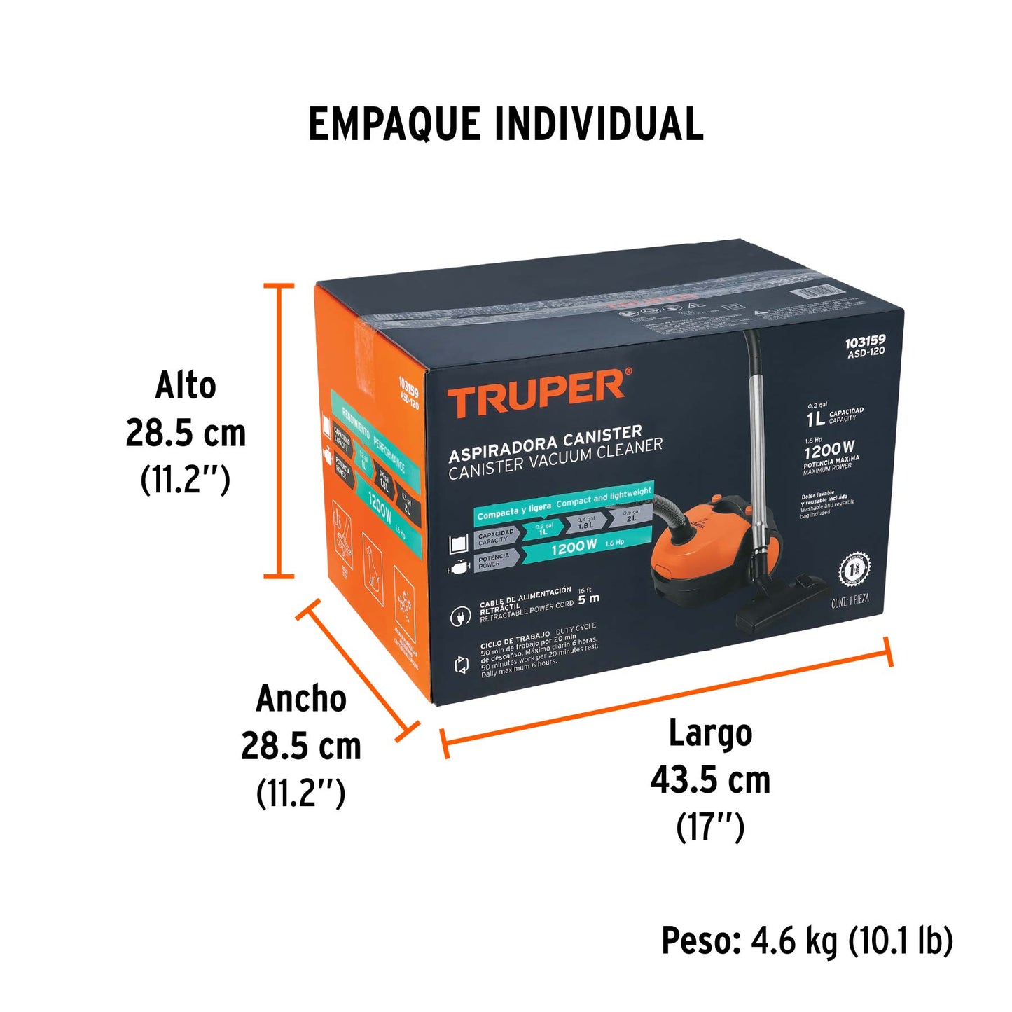 ASPIRADORA CANISTER TRUPER 0.2-GLN 1.6HP ASD-120
