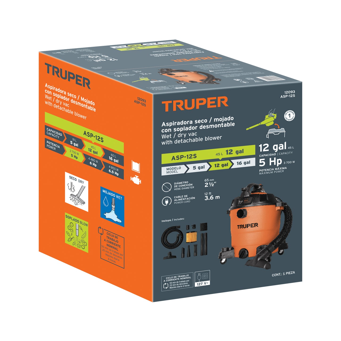ASPIRADORA TRUPER 12-GLN 5HP ASPI-12