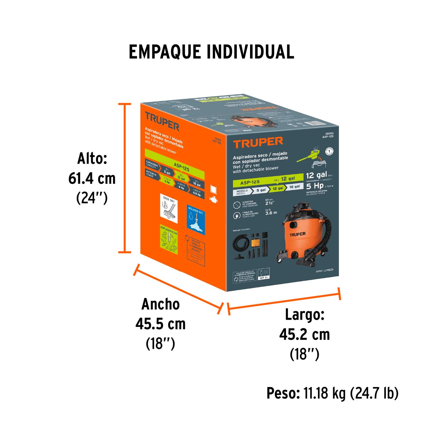 ASPIRADORA TRUPER 12-GLN 5HP ASPI-12