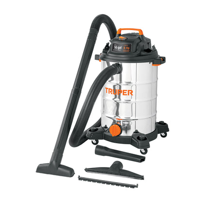 ASPIRADORA TRUPER 16-GLN 6HP ACERO INOXIDABLE ASP-16X